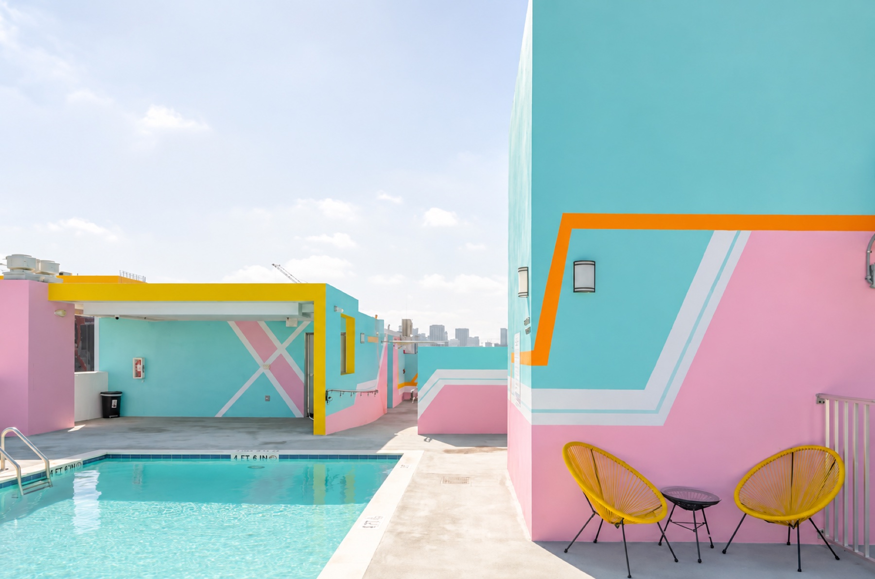 Colorful rooftop pool at Wynwood Atriums